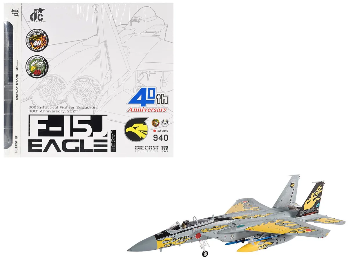JC Wings JC Wings Mitsubishi F-15J Eagle 306th Sqn 40th Anniversary 2021 1/72 Diecast hobby collectible — product photo