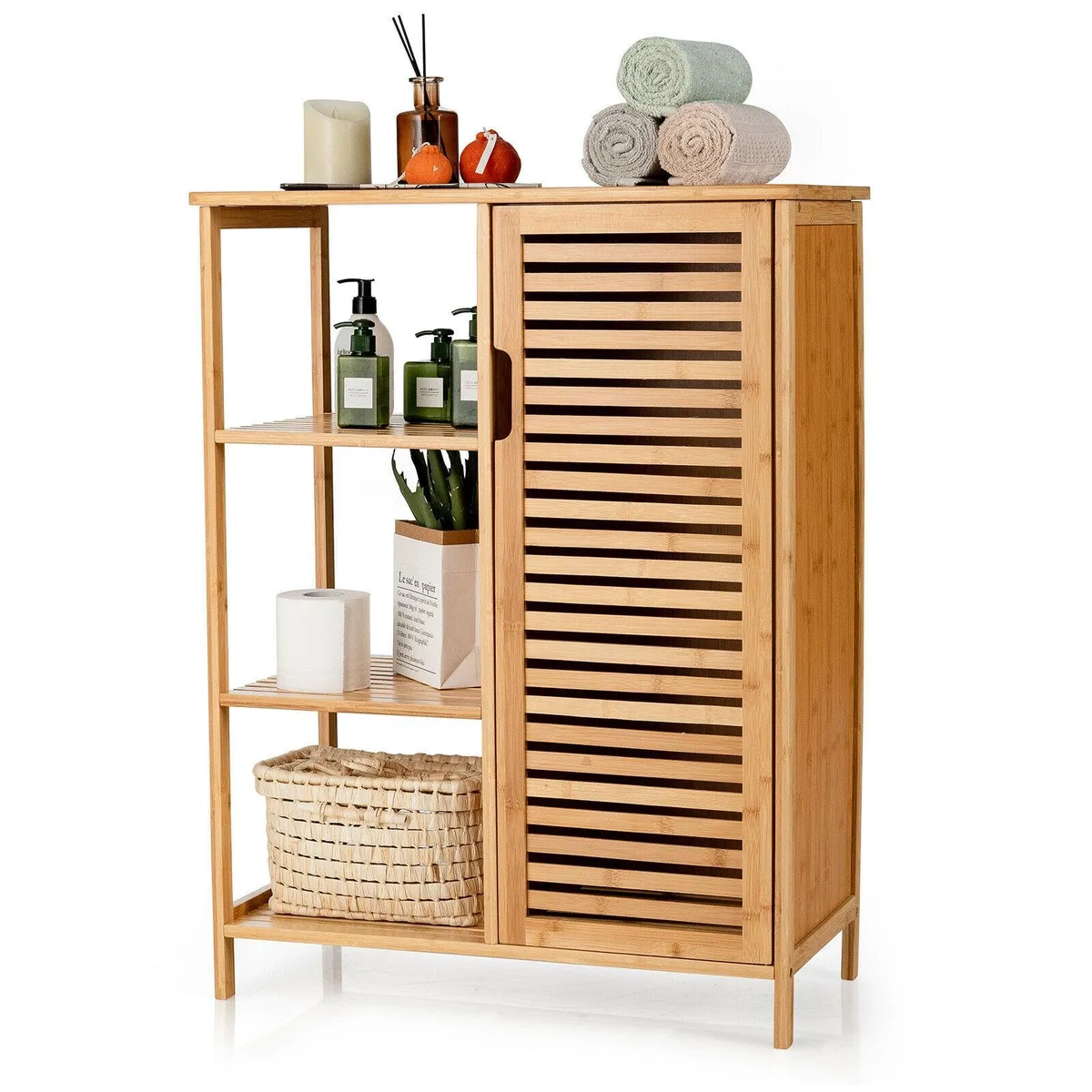 SlickBlue SlickBlue Wicker Bathroom Storage Cabinet with Single Door 26" x 13" x 34.5 — product photo