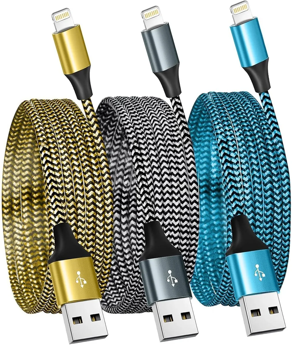 MCHOSE MCHOSE 3 Pack 6FT USB Lightning Cable MFi Certified Fast Charging Nylon Braided — product photo