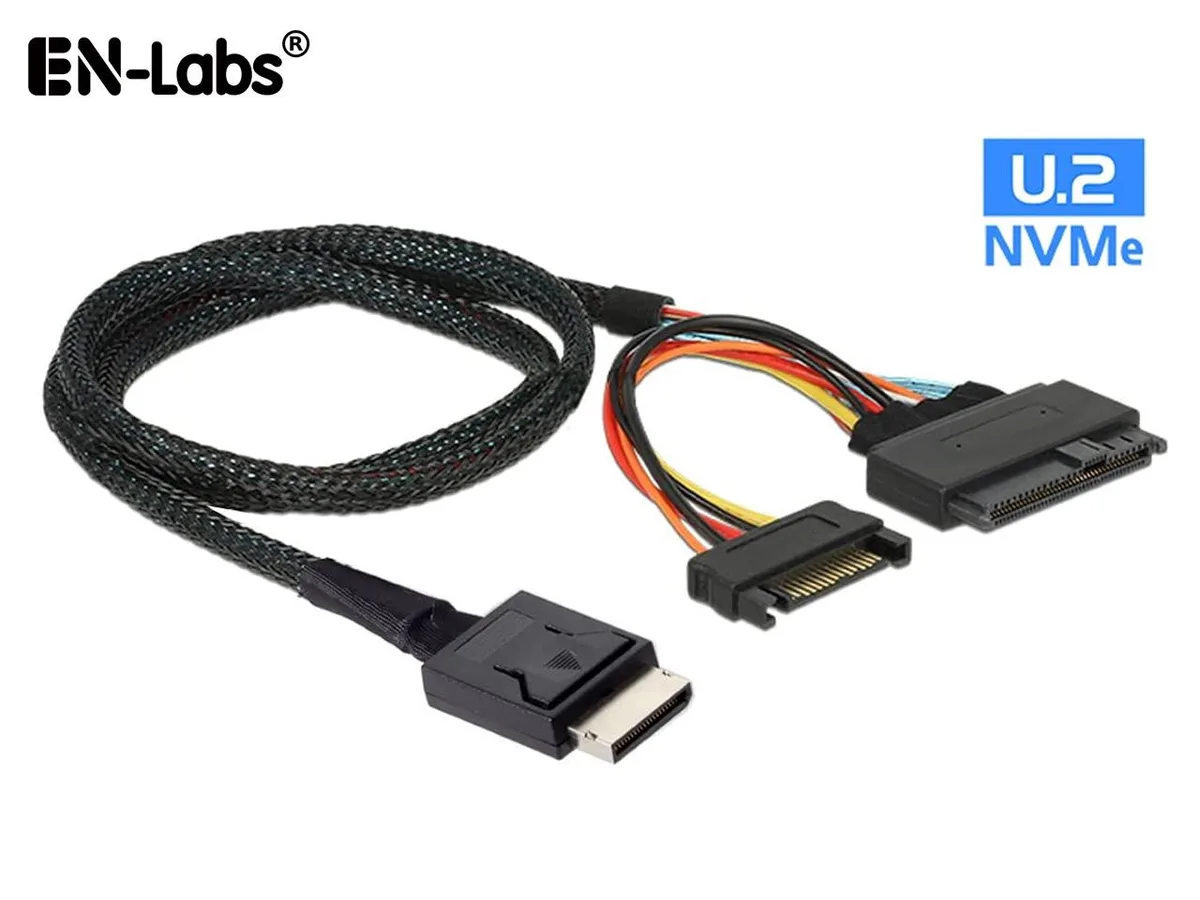 EN-Labs EN-Labs Oculink SFF-8611 to U.2 U.3 SFF-8639 SAS Cable 1.64ft Black — product photo