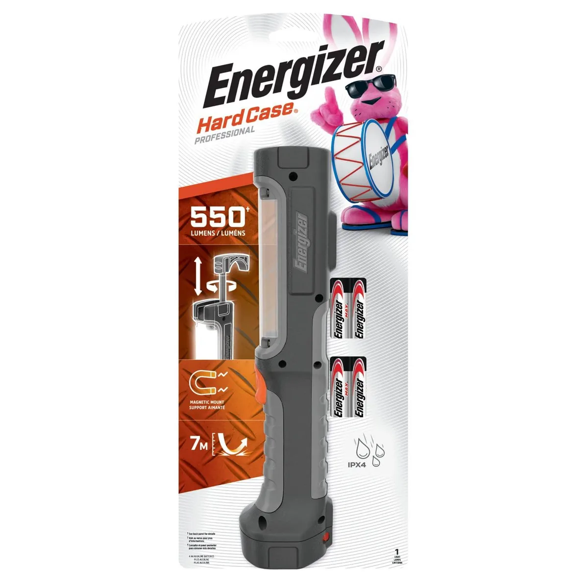 Two black cylindrical flashlights with rectangular bases and magnetic ends lying side by side