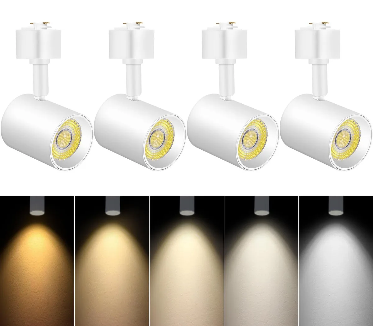  TuyuBEE L Type LED Track Lighting Heads 5CCT 10W 800lm 4 Pack White — product photo