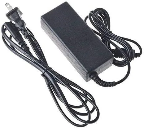Compact black rectangular AC power adapter with detachable mains cord