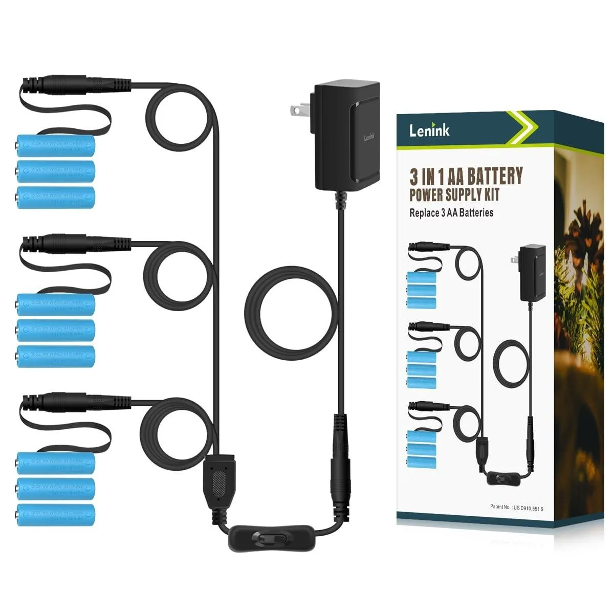 BoYata BoYata 1-to-3 AA Battery Adapter Kit with Switch — product photo