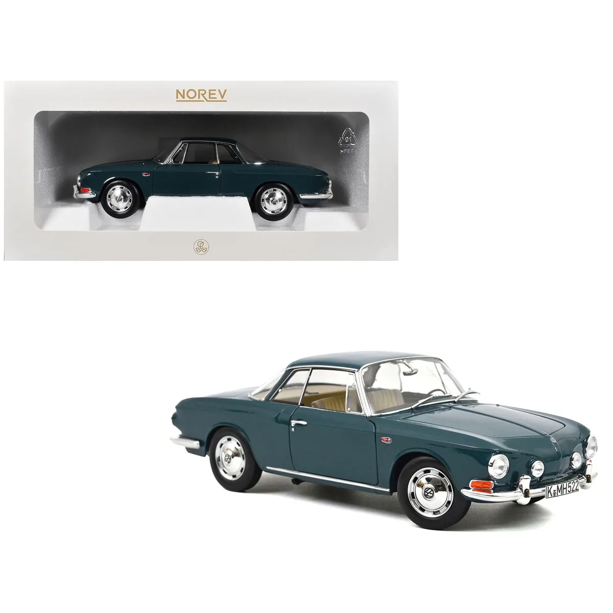 Norev Norev 1963 Volkswagen Karmann Ghia 1500 Smaragd Green 1/18 hobby collectible — product photo