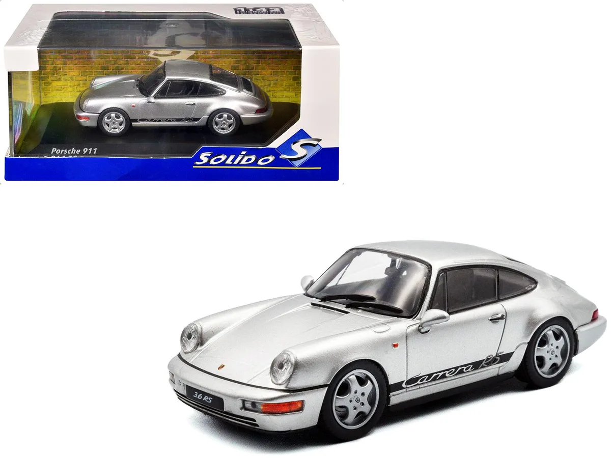 Solido Solido 1994 Porsche 911 (964) RS Silver Metallic Black Stripes 1/43 hobby collectible — product photo