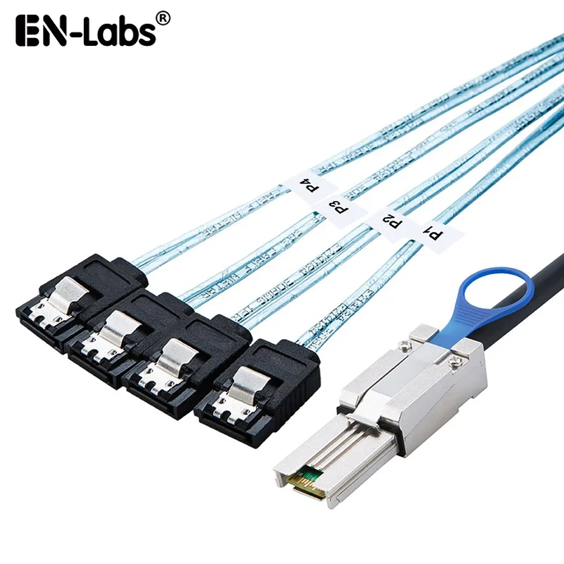 EN-Labs EN-Labs SFF80884SATA1M Mini SAS 36Pin SFF-8088 Male to 4 SATA 7Pin Female Cable 3.3ft — product photo