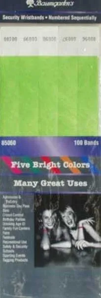 Baumgartens Baumgartens 85060 Wrist Bands Green 100 Pack of 6 — product photo