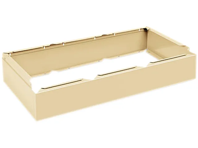 Rectangular steel locker base in sand finish with vertical louvers, 36 by 18 inches