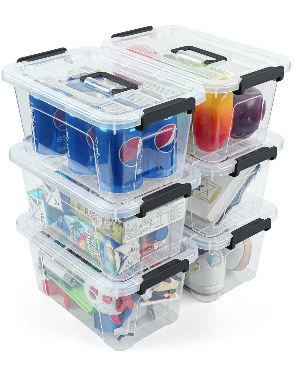 Clear Plastic Storage Bins 7 Quart with Lids 6 Pack — product photo