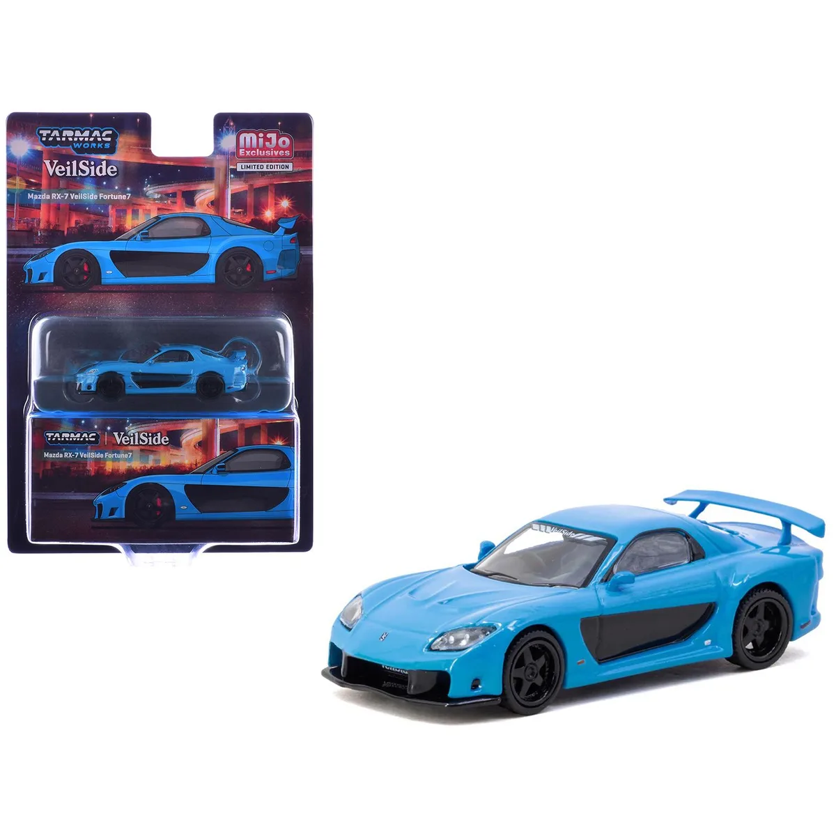 Tarmac Works Tarmac Works Mazda RX-7 VeilSide Fortune7 RHD Blue Global64 1/64 hobby collectible — product photo