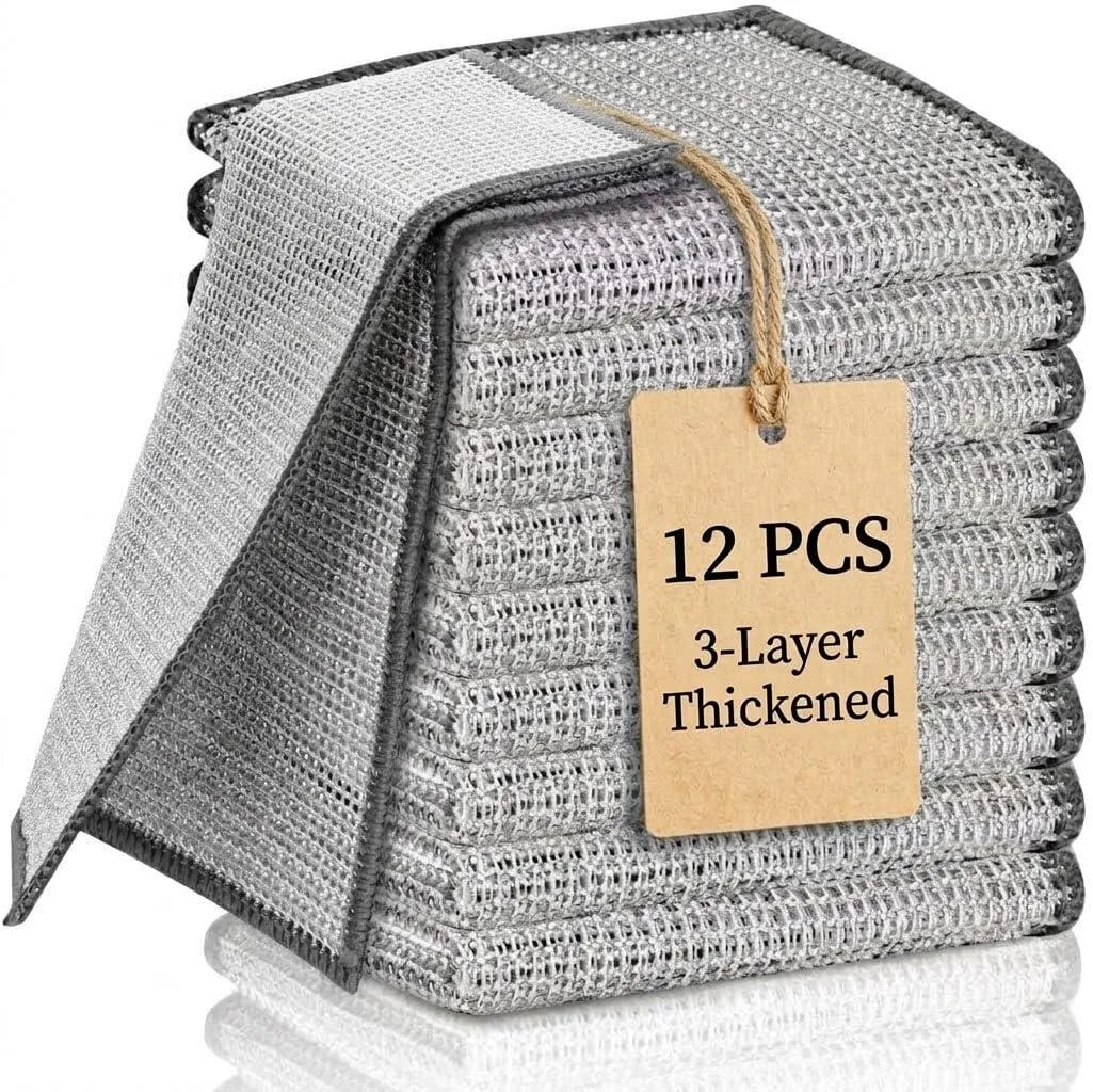 Twelve blue square cloths, each .2 inch thick
