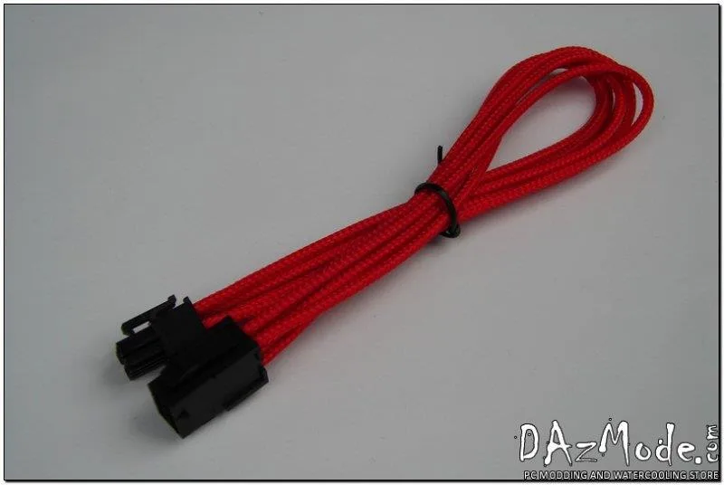 Darkside Computer Modding Darkside Computer Modding 6-Pin PCI-E 12in 30cm HSL Single Braid Extension Cable Red UV — product photo