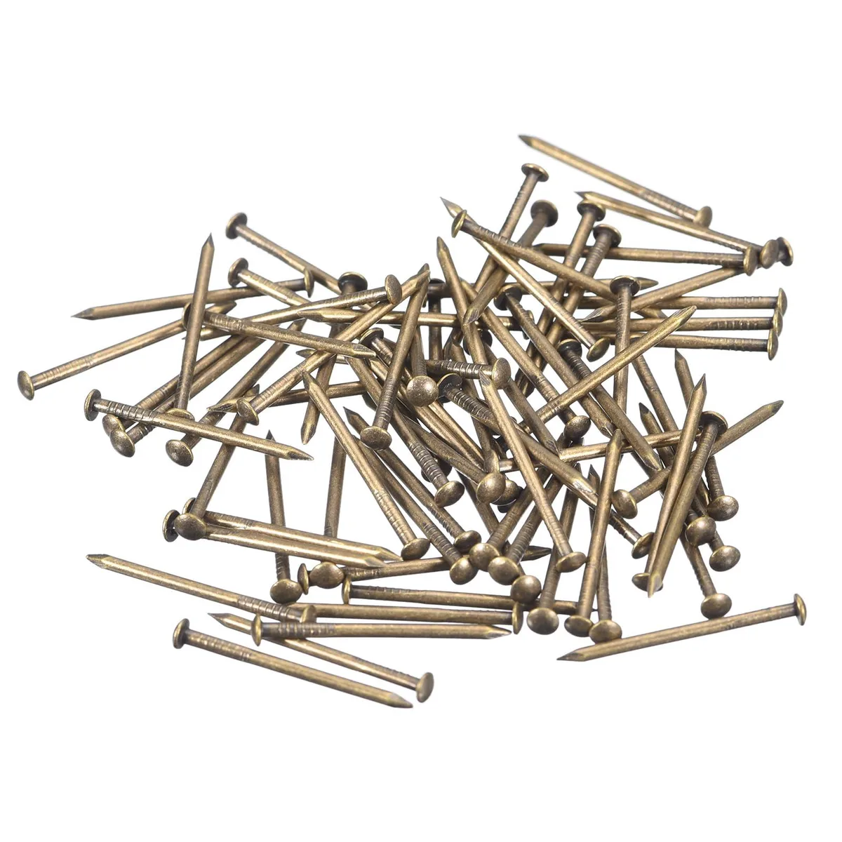 70 tiny brass nails with round heads bronze finish