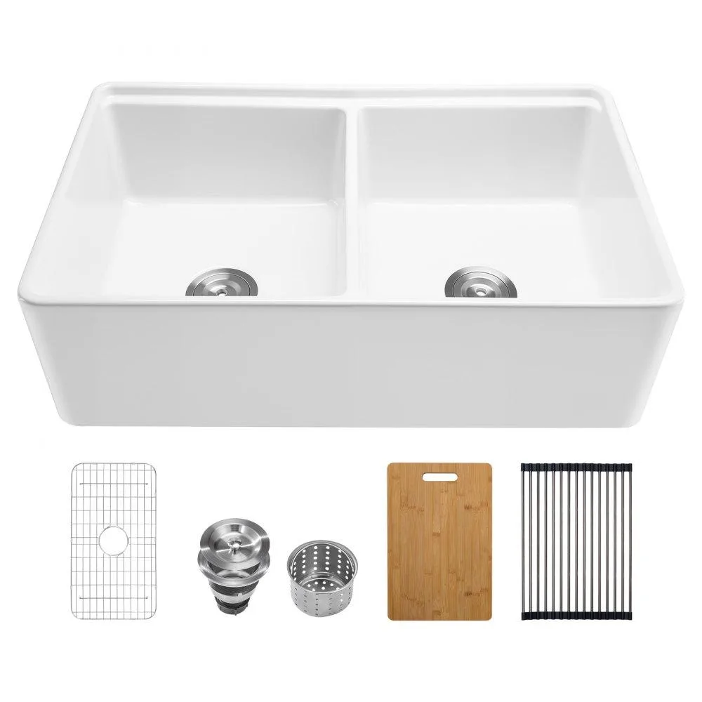 VEVOR VEVOR KS3320WD 33x20 inch Fireclay Farmhouse Sink White — product photo