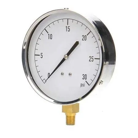 Value Brand Value Brand Industrial Pressure Gauge 0 to 30 psi 4 1/2 in Dial 1/4 in NPT — product photo
