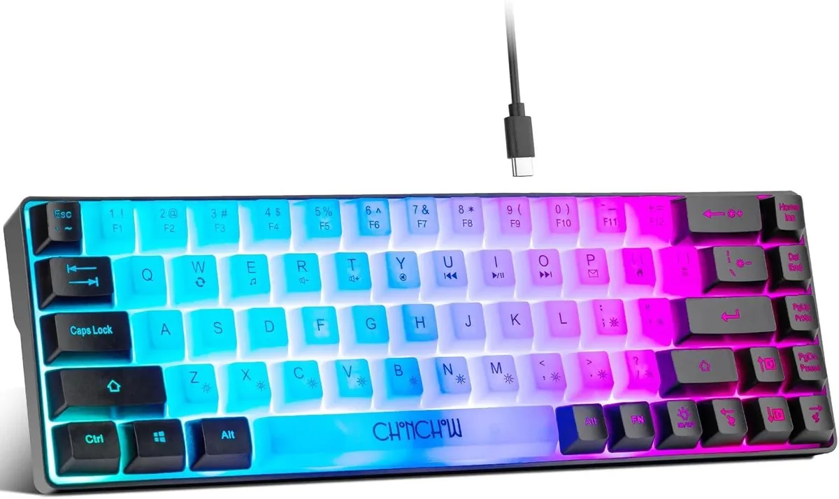 TUKO TUKO Mini RGB 60% Gaming Keyboard 68 Keys White-Black — product photo