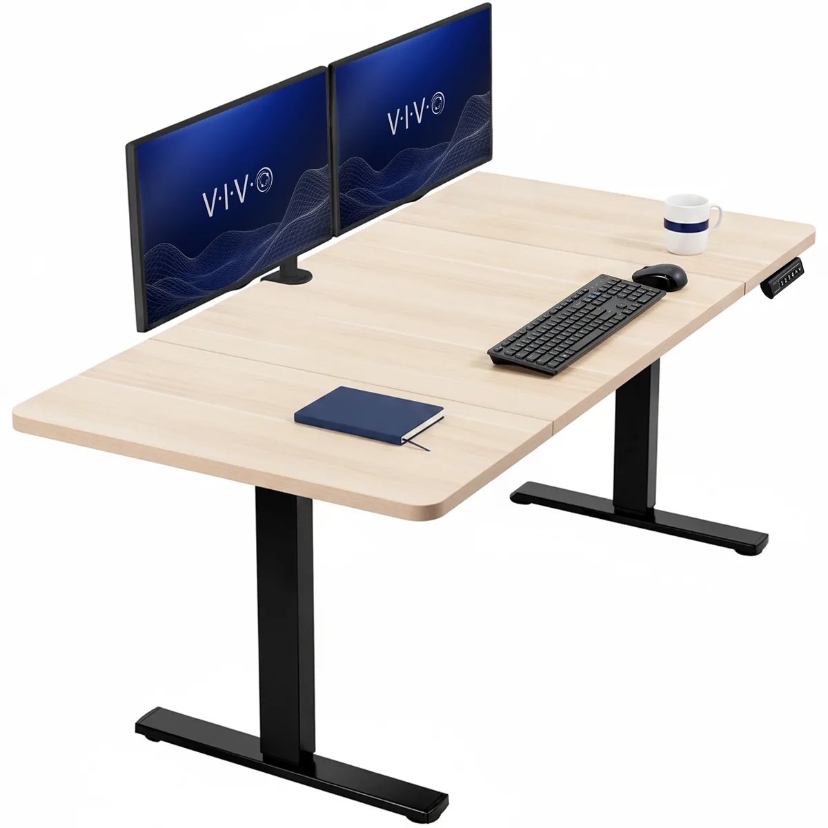 VIVO VIVO Electric Standing Desk 60 x 30 Light Wood Black Frame — product photo