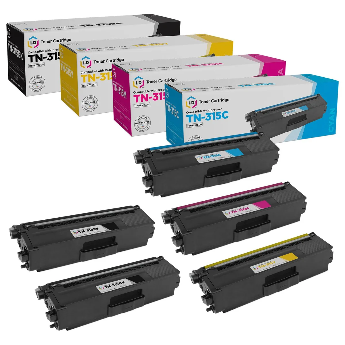 LD Products LD Products Compatible Brother TN315 High Yield 5-Pack (2 Black, 1 Cyan, 1 Magenta, 1 Yellow) toner cartridge — product photo
