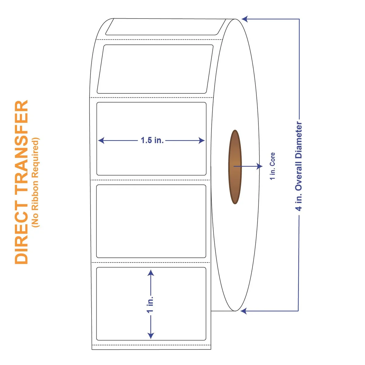 Carton of four white direct thermal label rolls