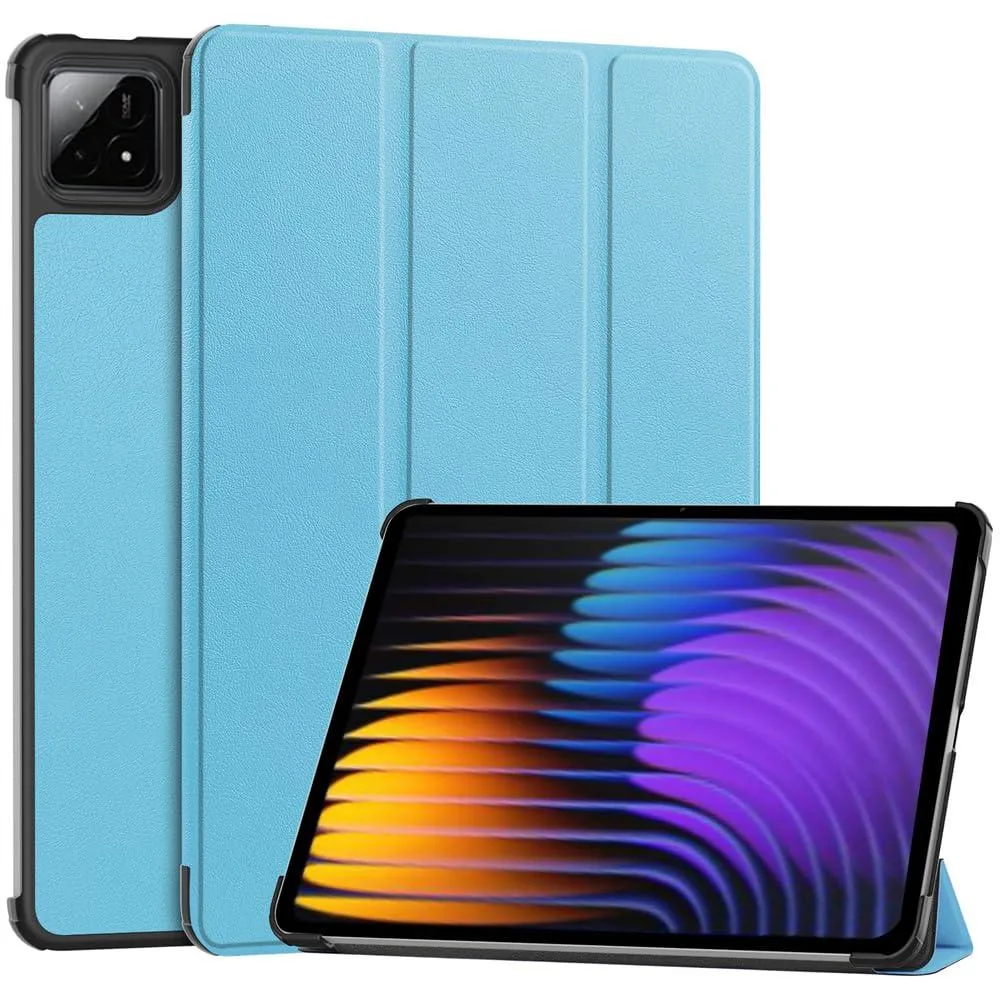 Sky blue PU leather tablet case with hard shell, magnetic stand and auto sleep/wake, for 11.2 inch Xiaomi Pad 7/Pro