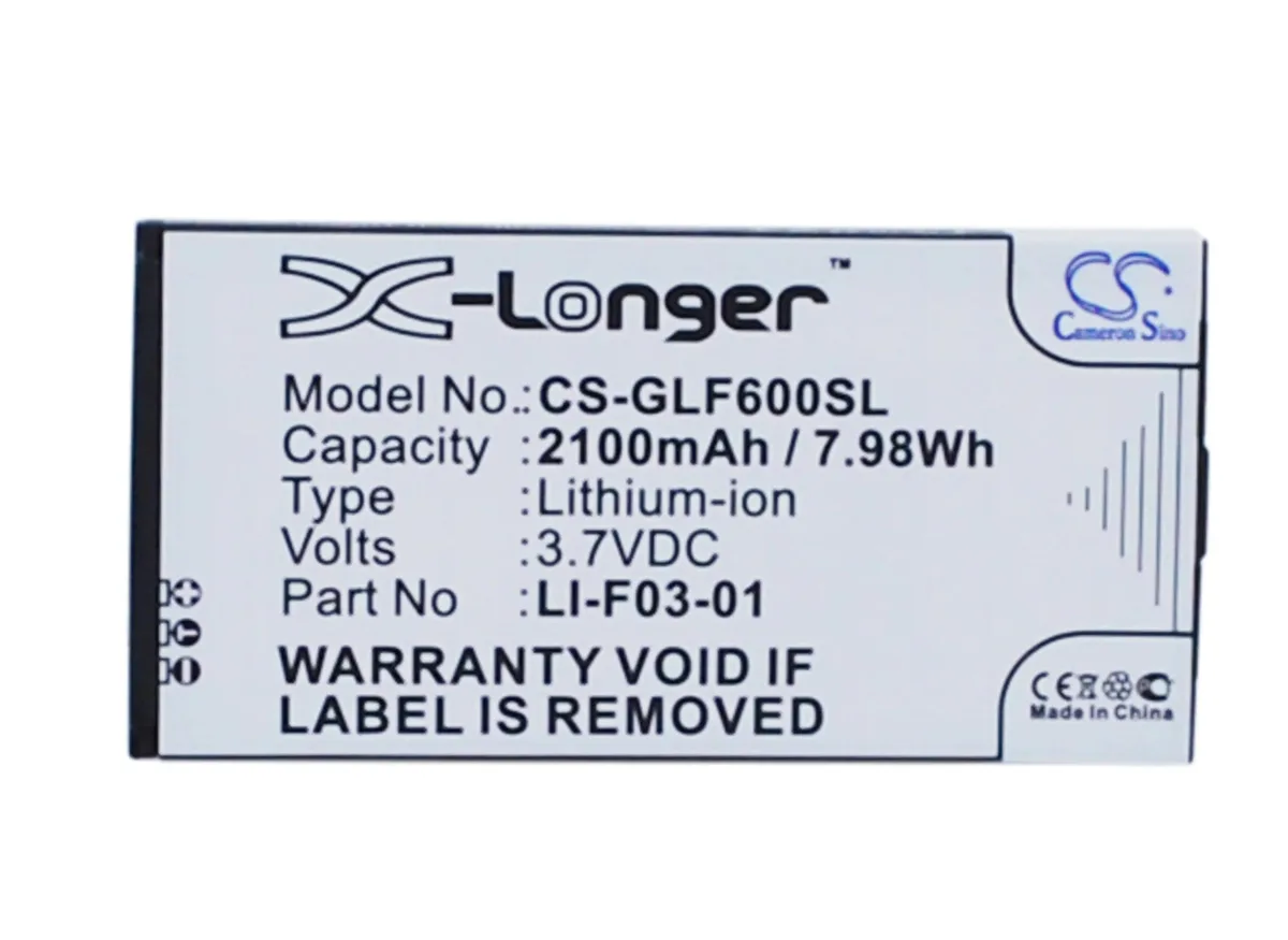 Rectangular replacement battery pack with label showing model DSC-GB600