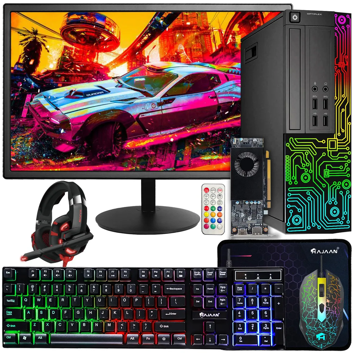 DELL DELL OptiPlex SFF Gaming Desktop i5 3.2GHz RX 550 4GB 16GB DDR3 512GB SSD 24" Monitor Windows 10 Pro — product photo