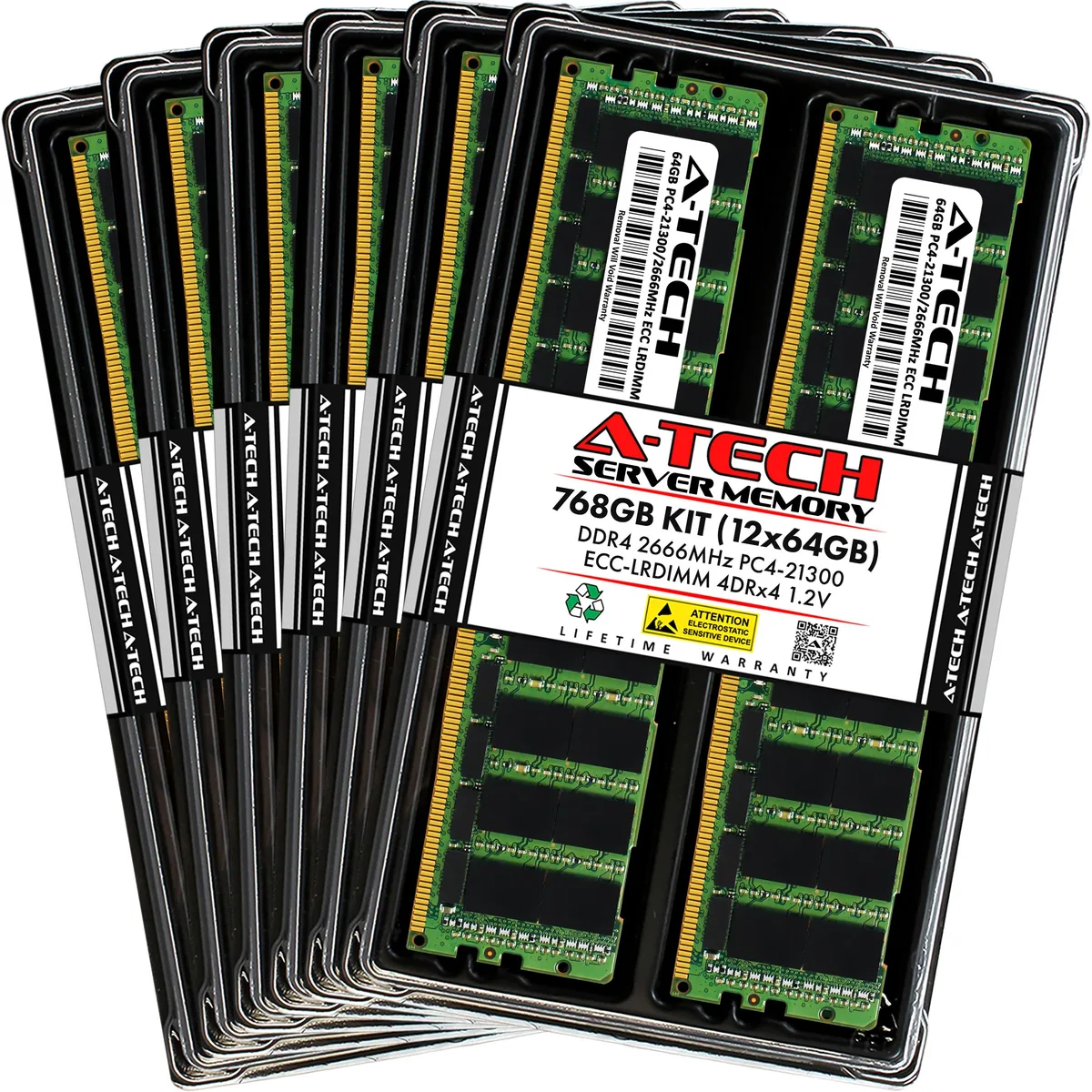 A-Tech A-Tech 768GB Kit (12x64GB) DDR4 2666/2667MHz ECC LRDIMM memory upgrade — product photo