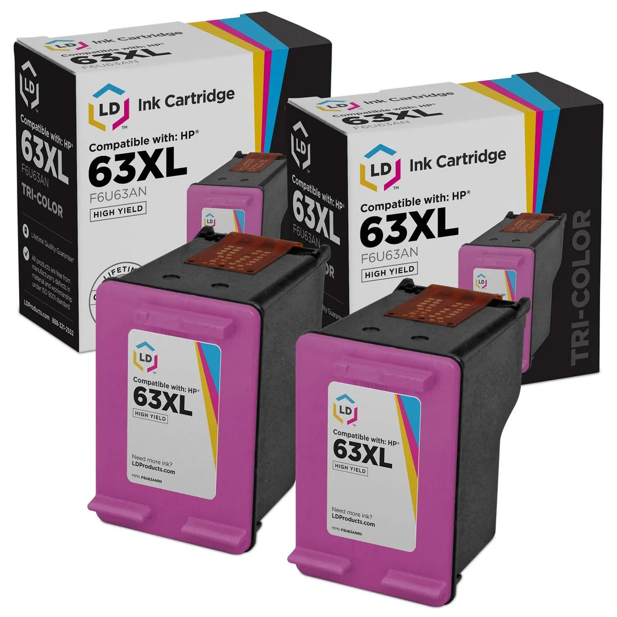 LD Products LD Products HP 63XL Tri-Color Ink Cartridge 2-Pack — product photo