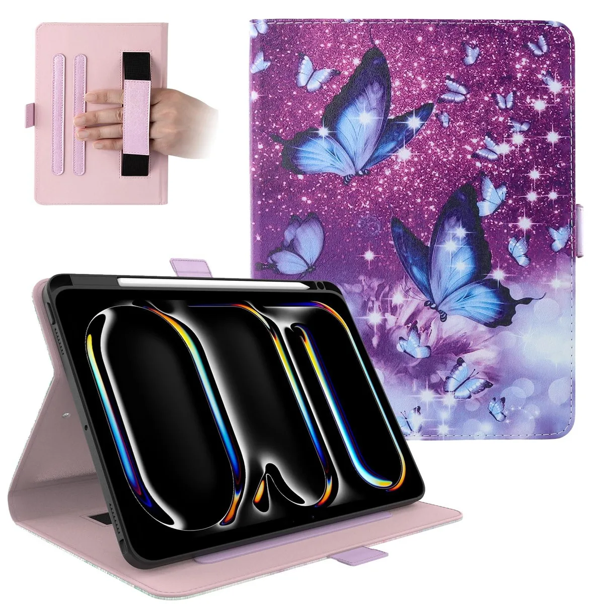 Dteck Dteck Smart Folio Case iPad Pro 11" M4/M5 2024/2025 Purple Butterfly 2 in 1 accessory — product photo