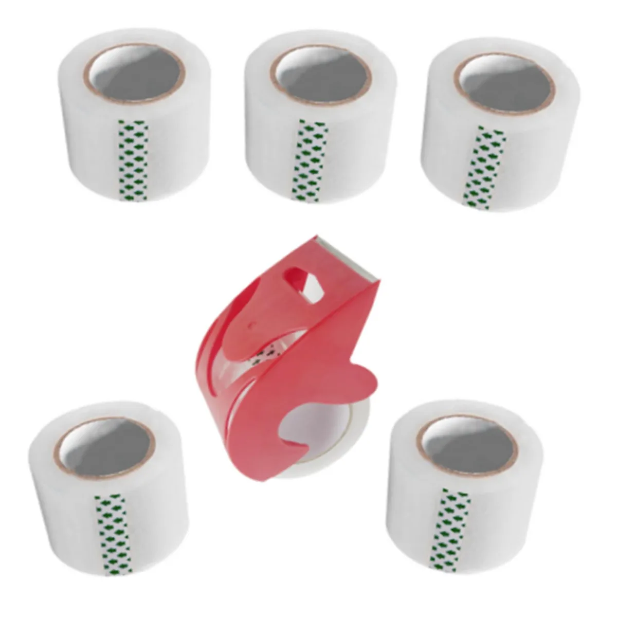 MJUNM Packaging Tape Red 6 Rolls 1.88" x 30 yd 1.5" Core 180 yd Dispenser — product photo