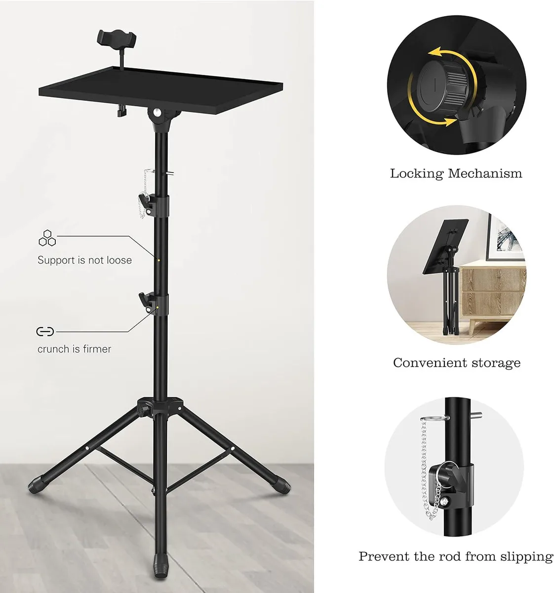 BFKK BFKK Projector Stand Tripod Adjustable 36-46 Inch Tray 14.9x11.2 Inch 22lbs — product photo