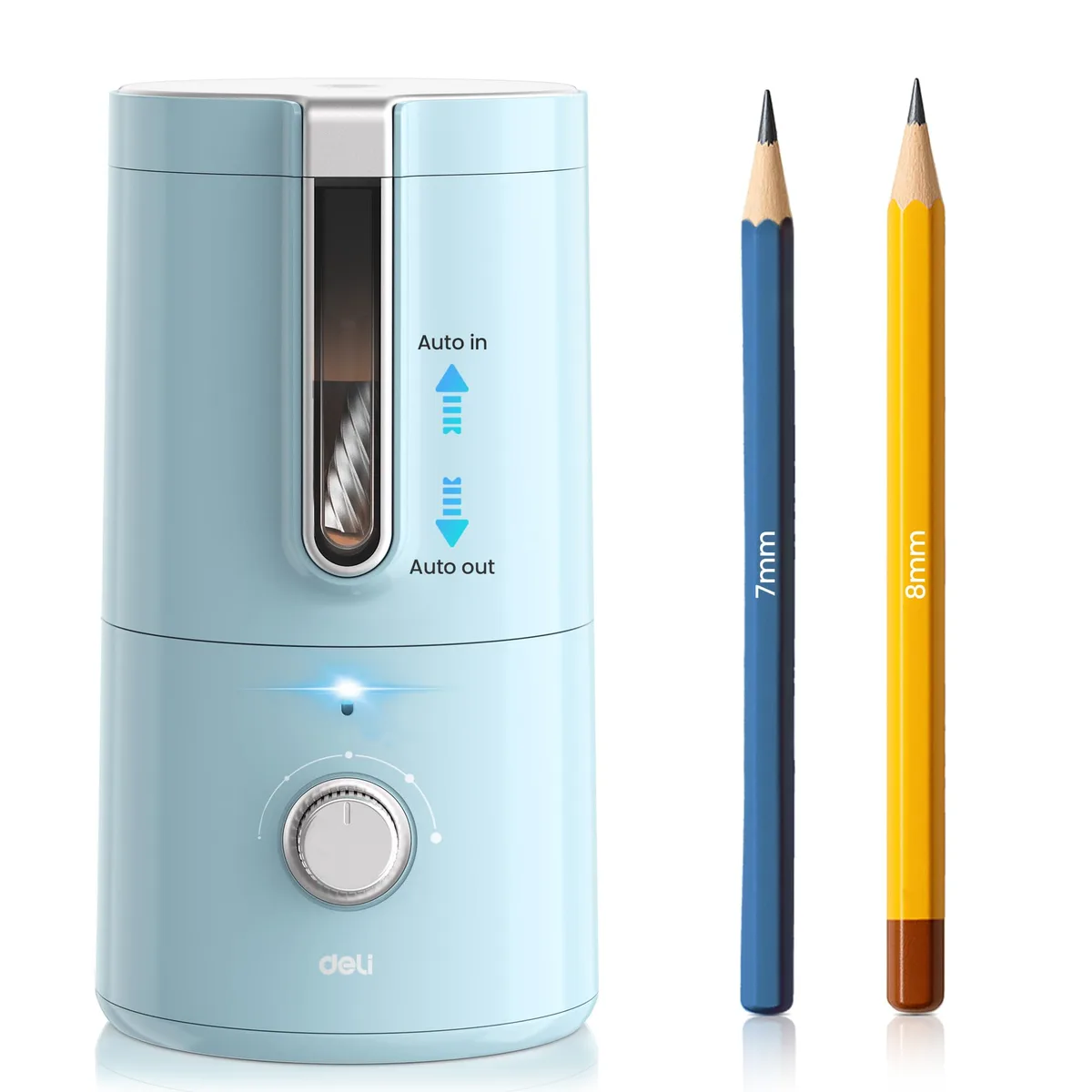 deli VA8SBL Electric Pencil Sharpener Blue — product photo