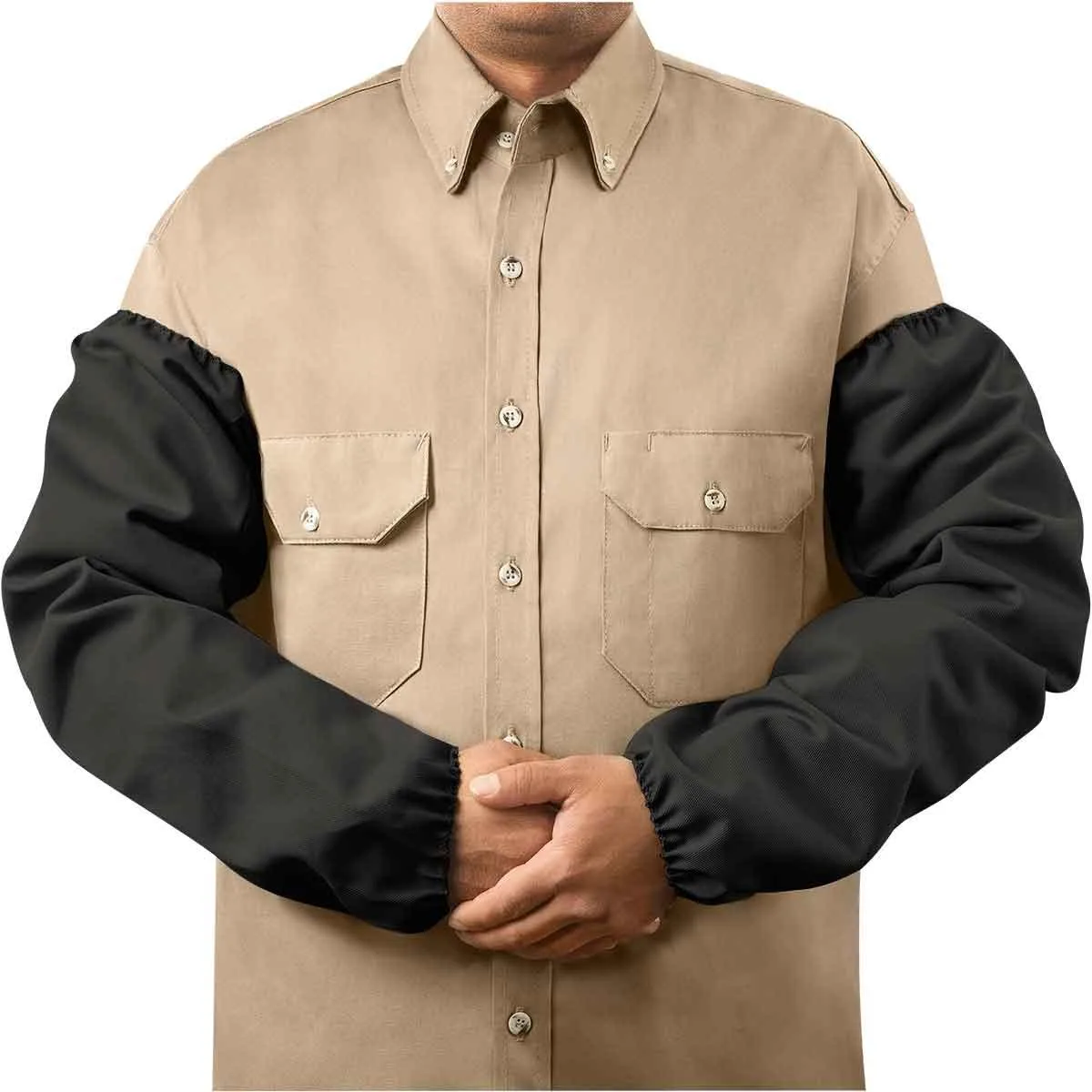 Black 23 inch flame-resistant cotton sleeves with elastic cuffs