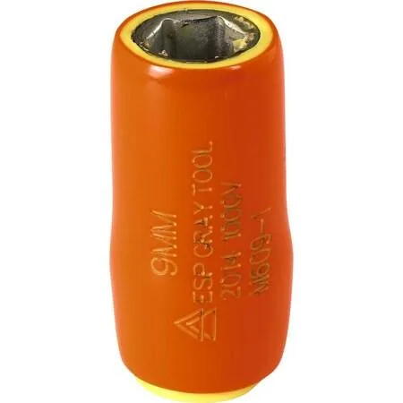 Gray Tools 9 mm insulated socket, orange over yellow finish