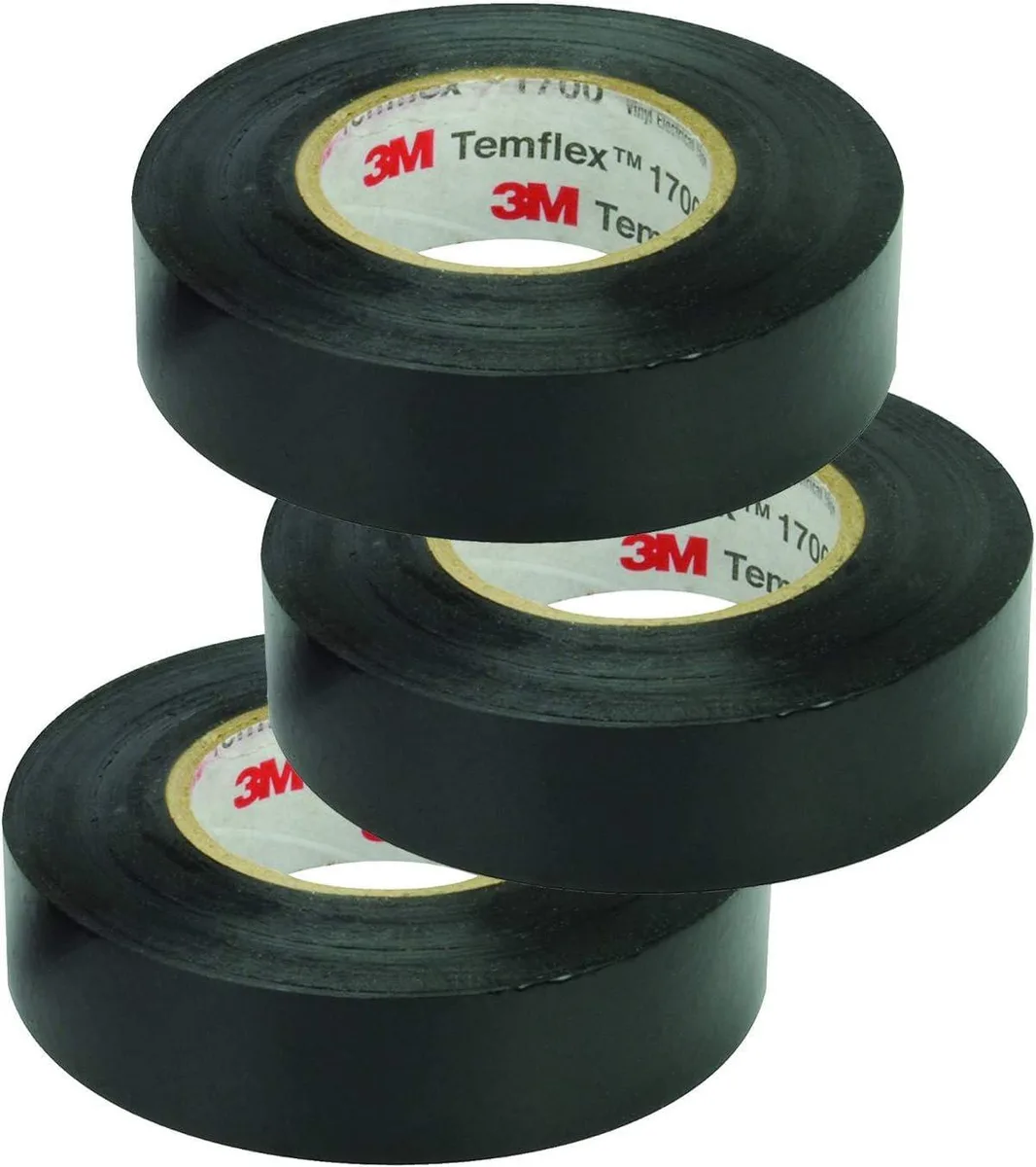  3M Temflex 1700 Vinyl Electrical Tape 3/4 in x 60 ft 7 Mil Black 3 Rolls — product photo