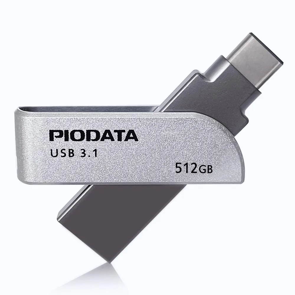 PIODATA PIODATA iXflash 512GB USB 3.2 Gen 1 USB-A &amp; USB-C Gray USB flash drive — product photo