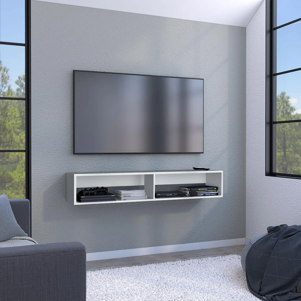tuphen tuphen Warrior 59" Floating TV Stand White — product photo