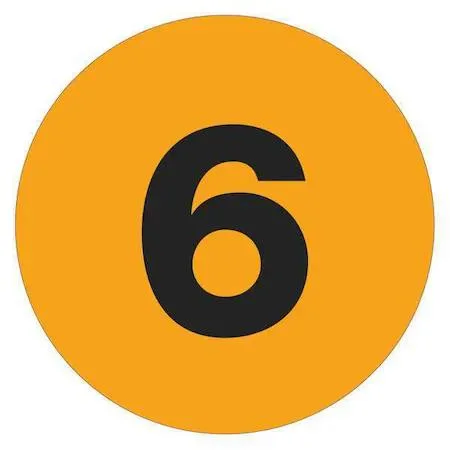 Tape Logic Tape Logic DL1346 Number 6 Labels 3 Inch Circle Fluorescent Orange 500 Roll — product photo
