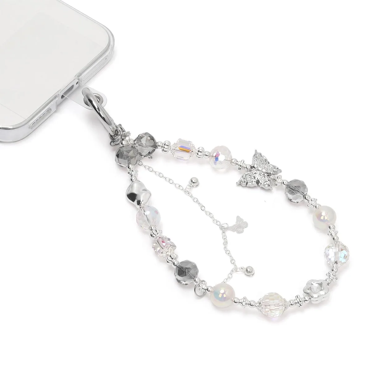  Kaluofan Silver Butterfly Phone Charm Wrist Strap 1.5 cm 0.032 kg — product photo