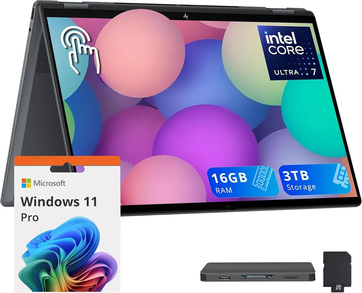 HP HP OmniBook X Flip 2-in-1 16" 2K Touchscreen Intel Core Ultra 7 256V 16GB 2TB SSD Windows 11 Pro Gray — product photo