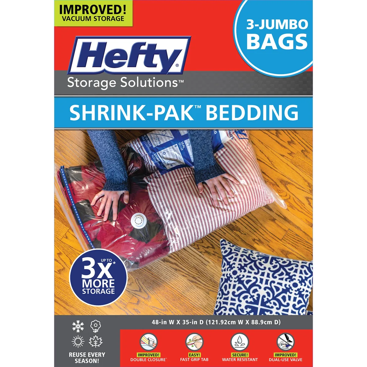  Shrink-Pak Vacuum Storage Bags Jumbo 3 Pack Clear 11.5 x 10 x 2.5 in — product photo