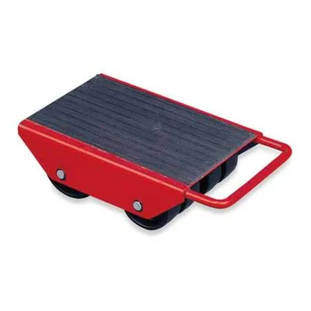 Steel equipment roller with eight rubber-padded rollers, powder-coated finish, 13 inch deck
