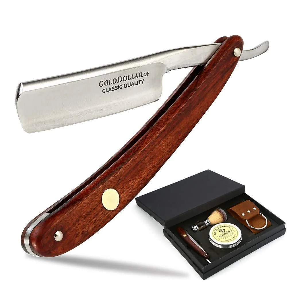 TAURKENAM TAURKENAM Straight Razor Gold Dollar Wooden Handle no Stabilizer trimmers for men — product photo
