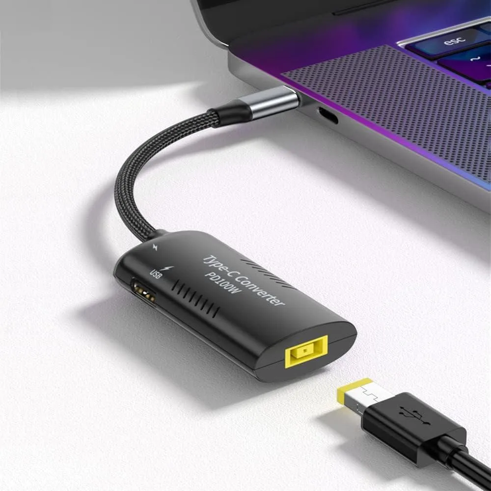 BONAEVER BONAEVER USB-C to Square Slim-Tip Adapter 100W Black — product photo
