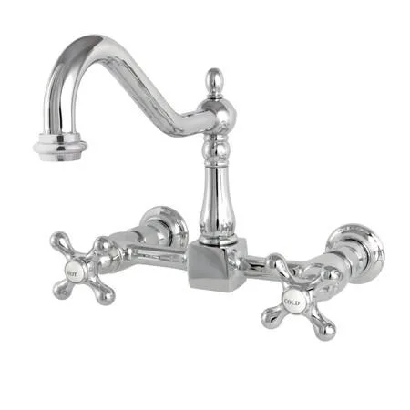 Two-handle wall-mount kitchen faucet in polished chrome