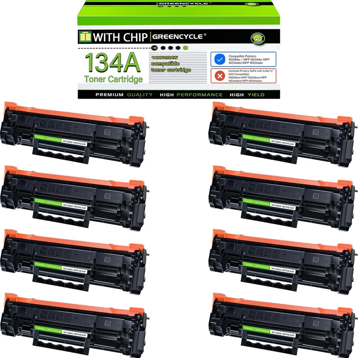 GREENCYCLE GREENCYCLE 134A Black Toner Cartridge 8 Pack 1100 Pages — product photo