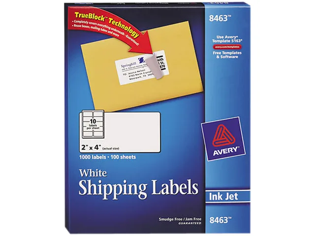 Avery Avery 8463 White Shipping Labels 1000/Box — product photo