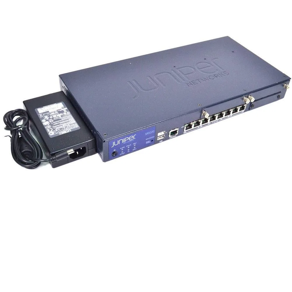 HPE Juniper SRX220 1U rack gateway silver front panel eight ports two slots
