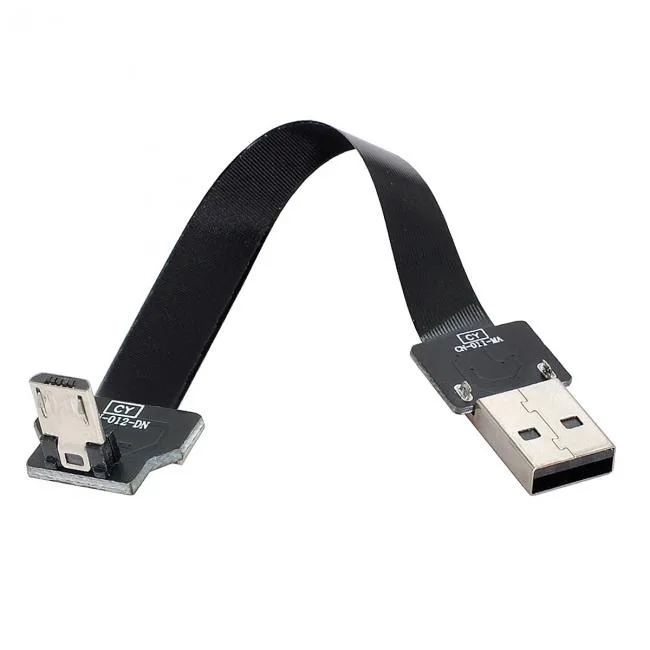 xiwai xiwai Down Angled USB 2.0 Type-A Male to Micro USB 5Pin Male Data Flat Slim FPC Cable 10-200cm — product photo
